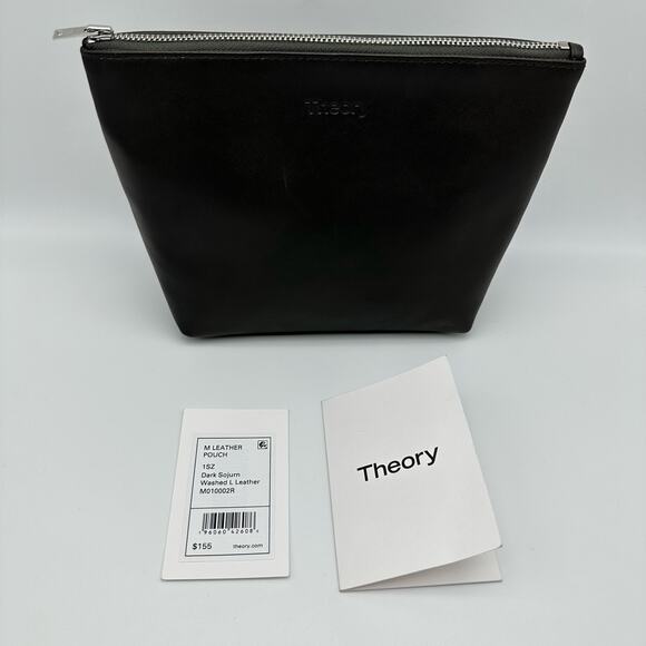 NWT Theory Dark Sojourn Washed Leather Pouch/Clutch